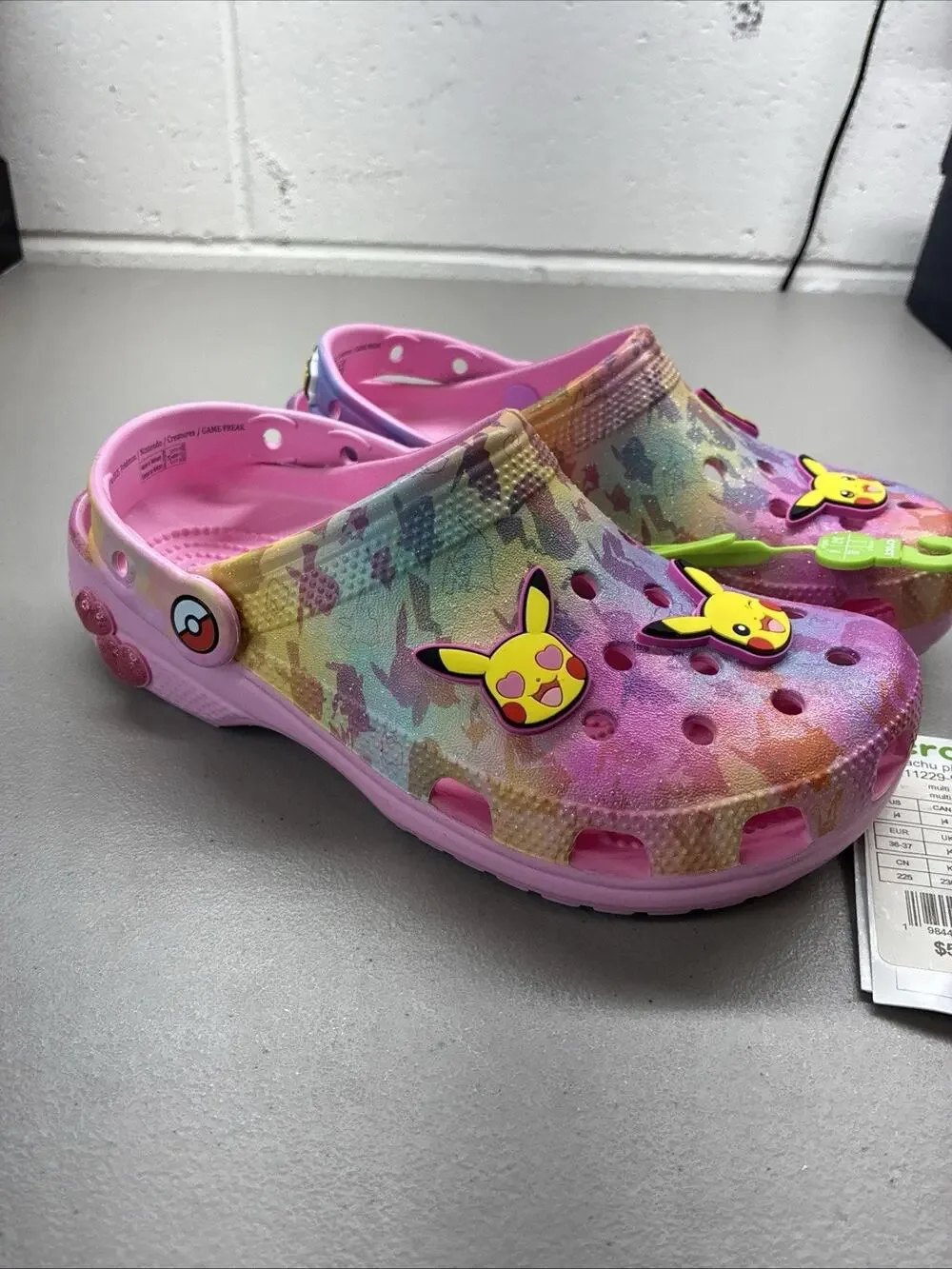 Crocs Pikachu Classic Clog Pokemon Slide Slip On Pink 211229-90H Kid's Size 4 J4